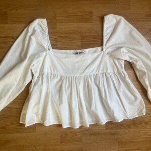 Ciao Lucia White Square Neck Puff Sleeve Peplum Top Size L